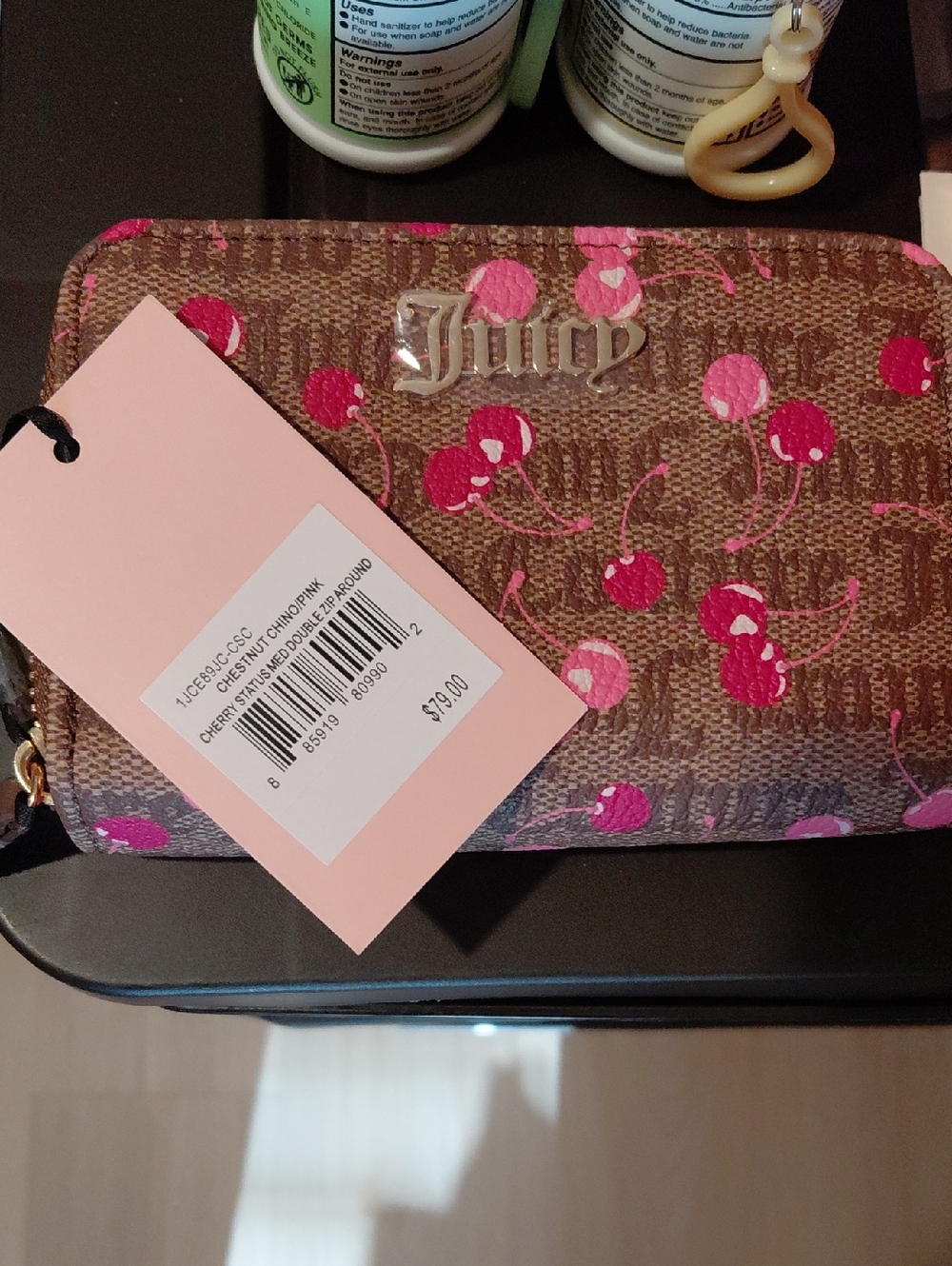 Juicy Couture Brown Wallet with Pink Cherry Print